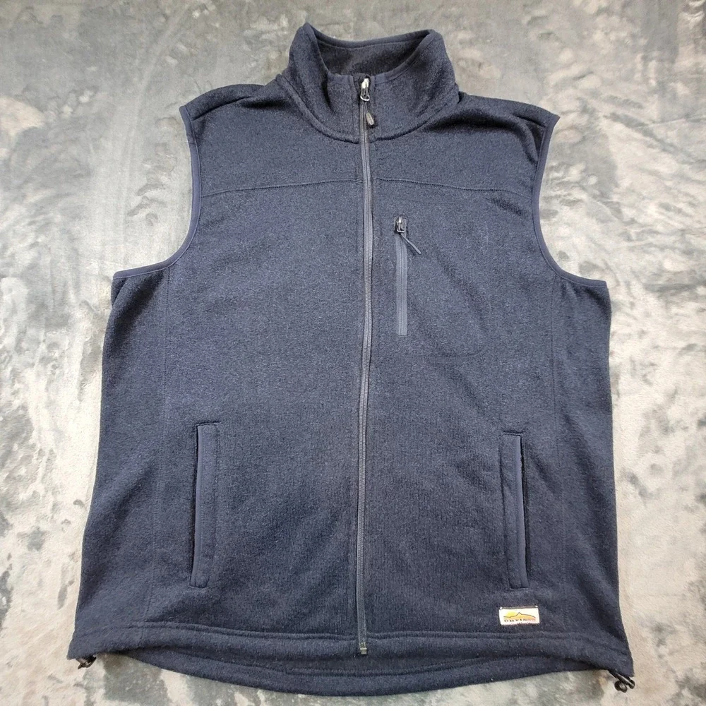 Orvis Mens Navy Blue Full Zip Fleece Sweater Vest Size Large 3BA1